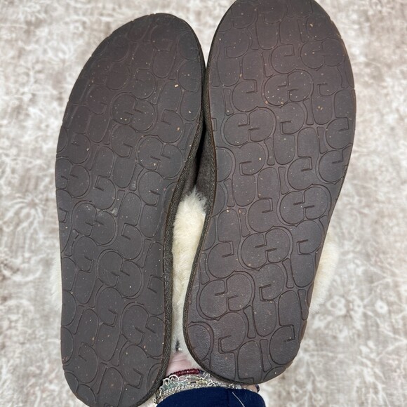 UGG Women's Scuffette II Espresso Suede Upper Slippers Sheepskin Warm US Size 10 - Picture 6 of 6